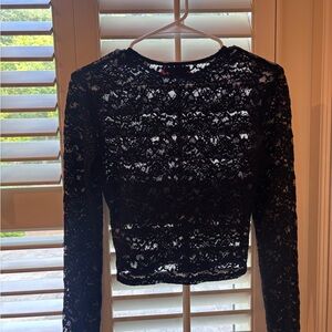 Edikted Black Lace Long Sleeve Blouse Medium